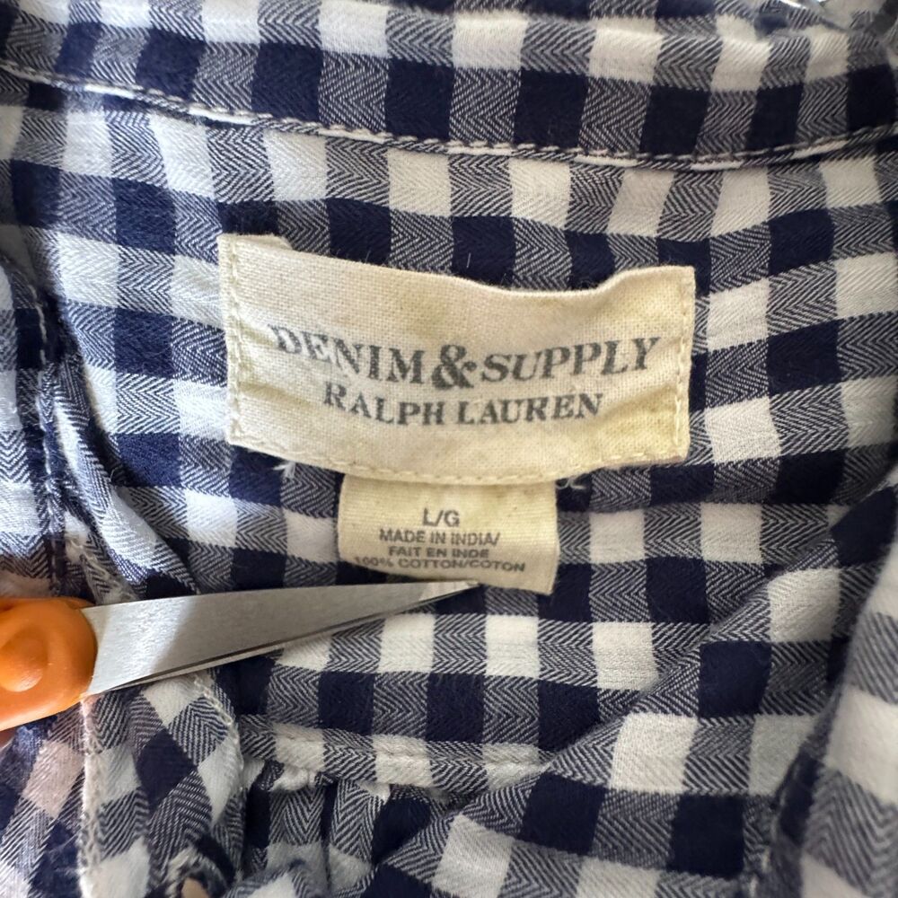 Ralph Lauren Denim & Supply Gingham Check Shirt Sz L Coastal Grandma - Picture 5 of 7
